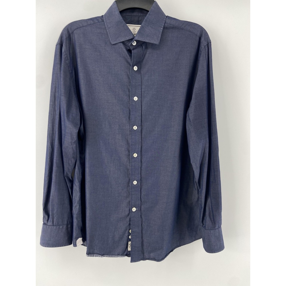 Todd Snyder Shirt Mens 16 32/33 Blue Chambray Long Sleeve Button‎ Up Dress